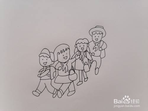 远足的孩子们用水彩怎么画