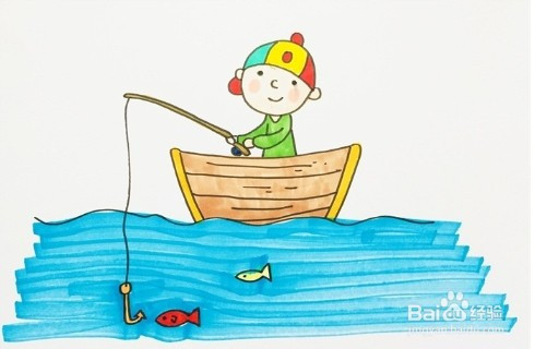 简笔画系列-怎样画小孩钓鱼简笔画