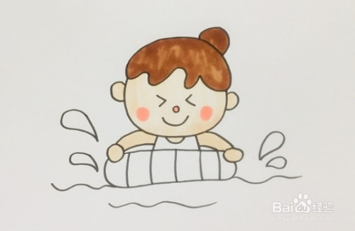 简笔画系列-怎么画小孩游泳简笔画