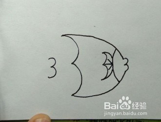 幼儿简笔画:用数字"3"画鱼