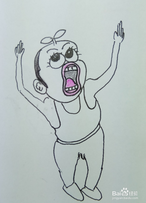 怎样画简笔画"大声喊叫的小男孩"?