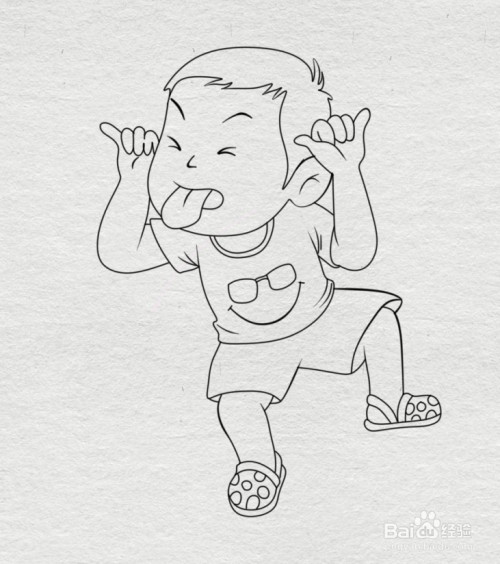 简笔画——如何画扮鬼脸的小男孩