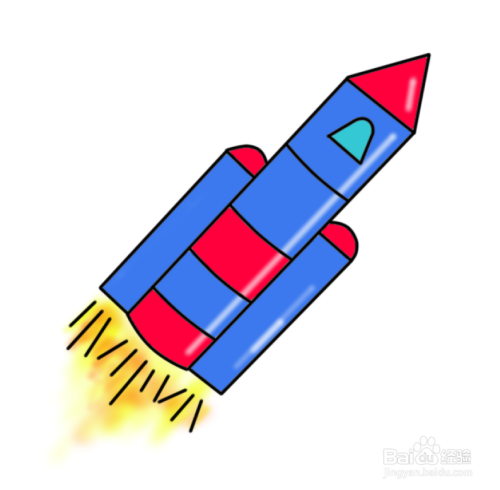 简笔画-升空的火箭画法