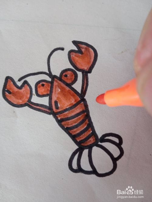 大龙虾的儿童画可以怎么画