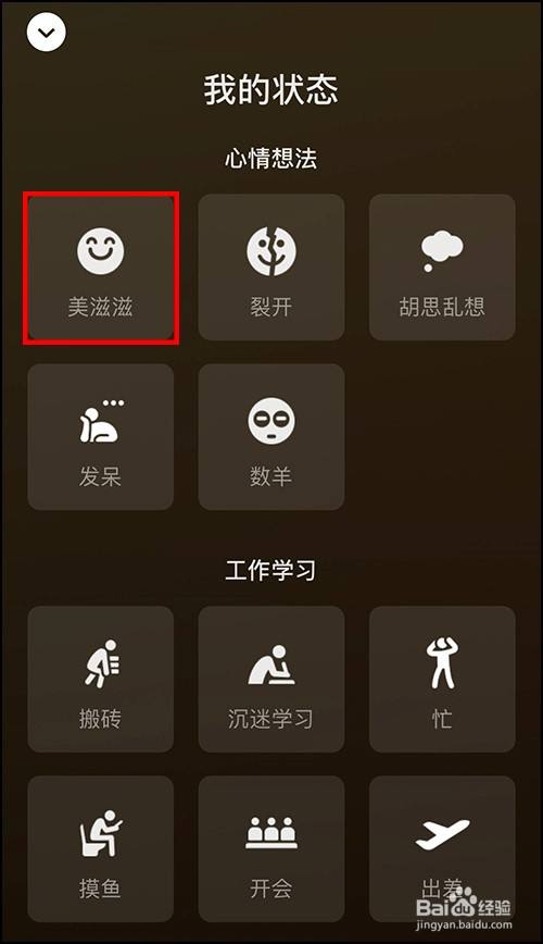在我的状态界面可以看到各种状态图标,选择一个自己想要添加的,例如