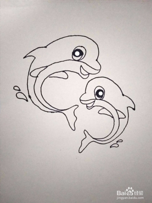 怎么教小孩画可爱的小海豚卡通简笔画/儿童画?