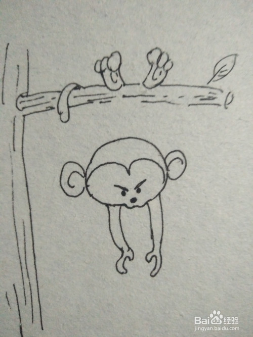 怎样画猴子捞月的简笔画