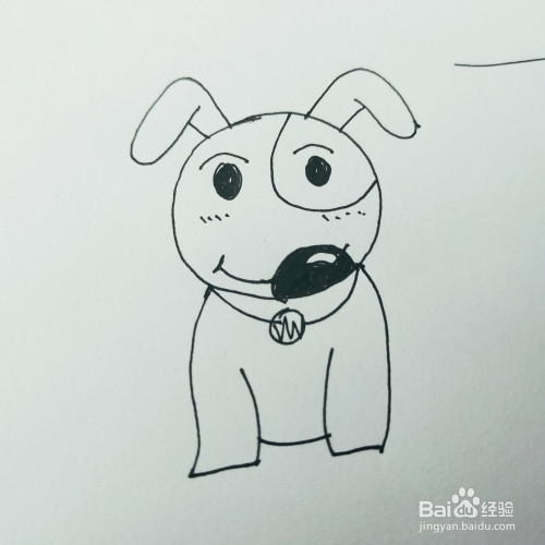 如何来画一只爱啃骨头的小狗简笔画呢?