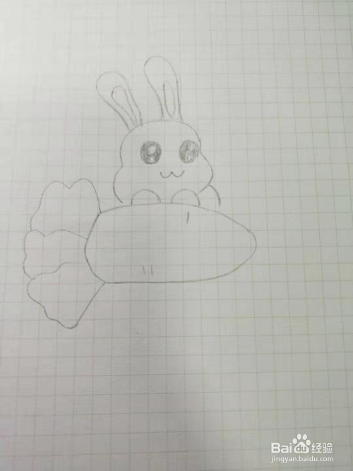 如何画小白兔吃胡萝卜简笔画?