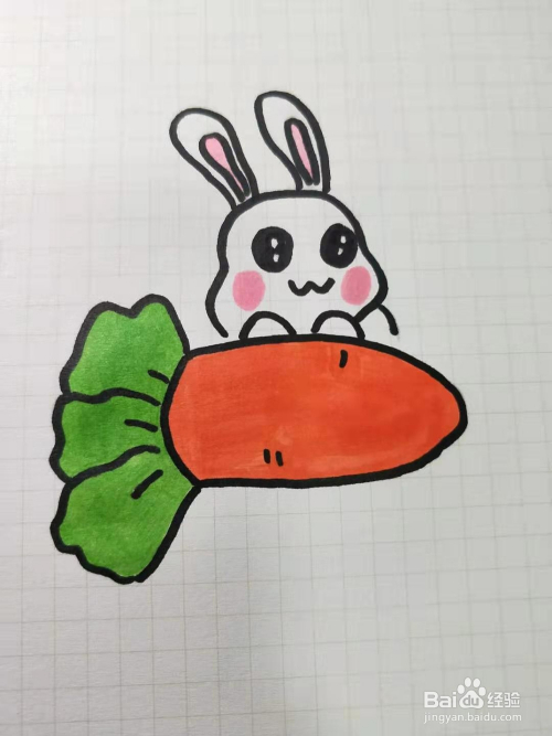 如何画小白兔吃胡萝卜简笔画?