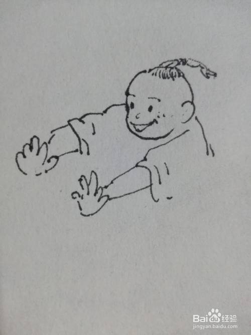 第三步画出小孩的胳膊