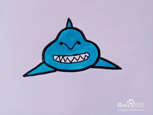 儿童简笔画 怎样画一条鲨鱼