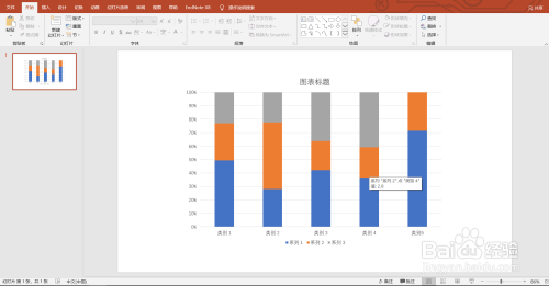 powerpoint中如何制作百分比堆积柱形图?