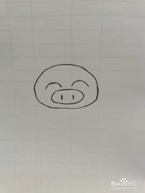 第二步,我们画小猪的眼睛和猪鼻子.