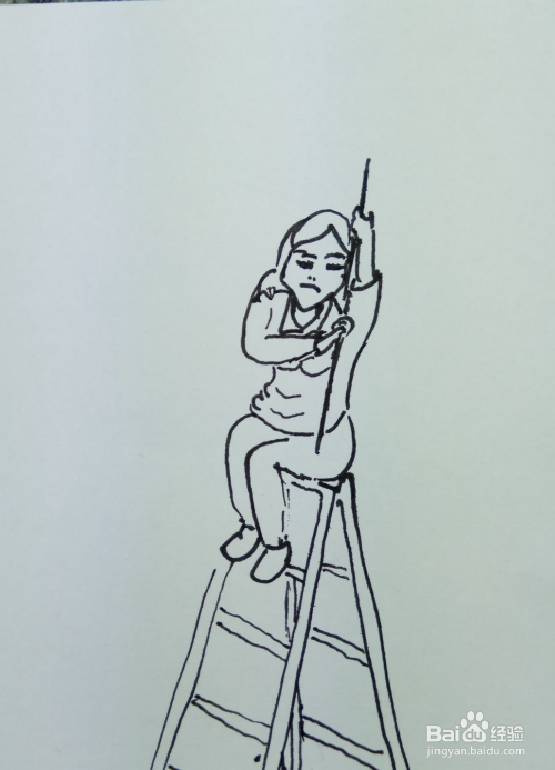 怎样画简笔画"爬梯子的小女孩"?