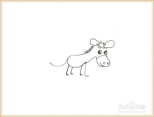 最后画出驴子的尾巴就可以了,如图所示,驴子简笔画就画好啦!