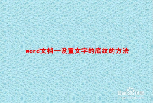 word文档-设置文字的底纹的方法