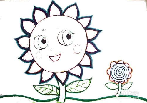 彩色太阳花的简笔画