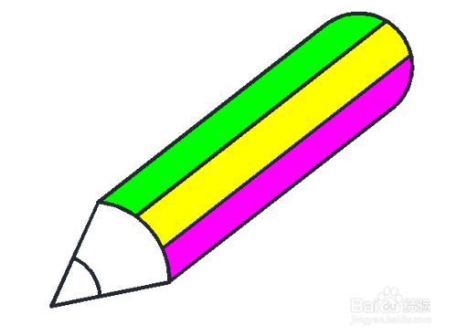 先分别用绿色,黄色和红色三种彩笔把铅笔上半部分涂上颜色.