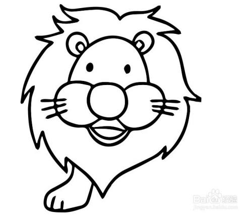 用直线画出狮子的胡子,再描绘出狮子的左前爪和那威风凛凛的大毛发