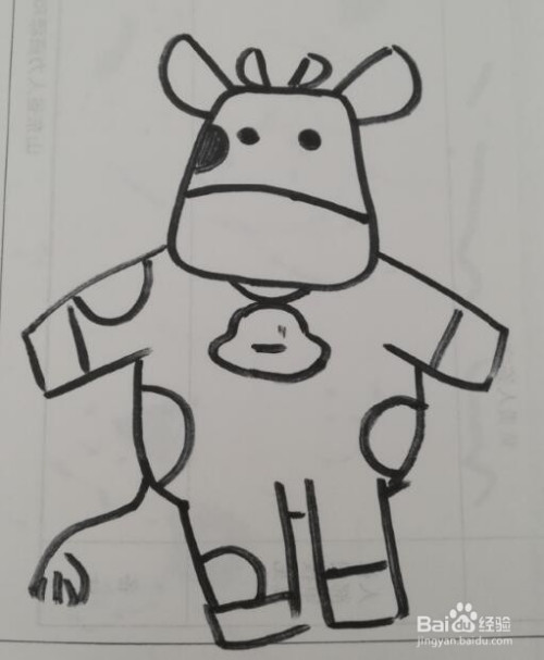 简笔画 卡通小奶牛的画法