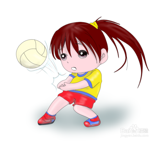 简笔画--q版打排球的女孩画法