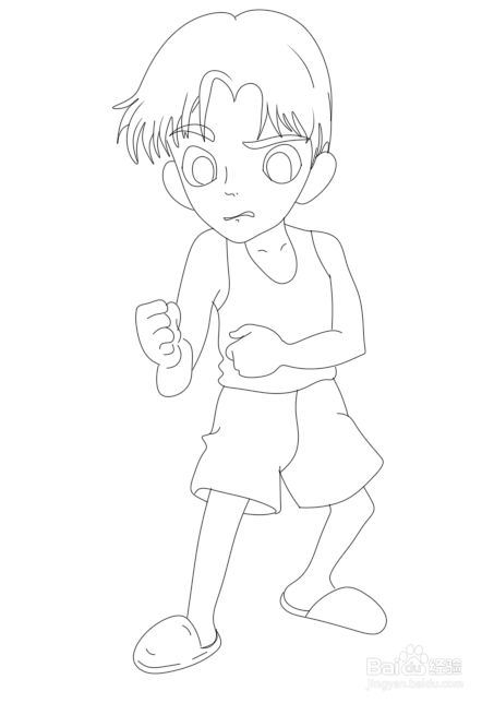 简笔画---q版愤怒还击的男孩画法