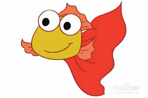 第五步:给金鱼的鱼鳍涂成粉红色,誉为涂成大红色,头部涂成黄色.