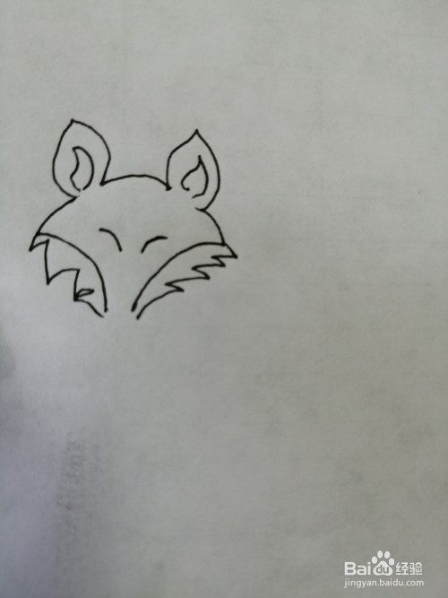 书画/音乐 1 第一步,我们先把简笔画可爱的小狐狸的两只可爱的小耳朵