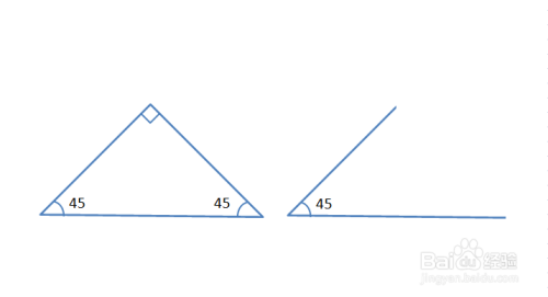 (1)使用三角尺画45度角.