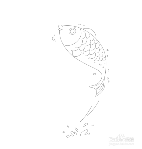 简笔画--如何画跃出水面的鲤鱼