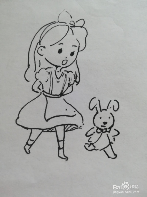 爱丽丝和兔子q版简笔画