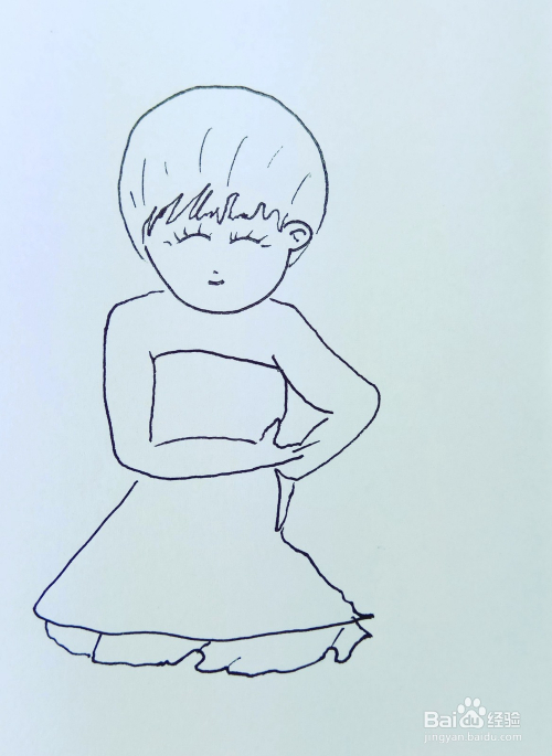 怎样画儿童简笔画"穿裙子的漂亮女孩"?