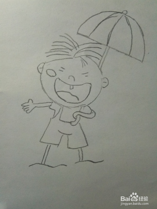 撑伞的小娃娃简笔画怎么画