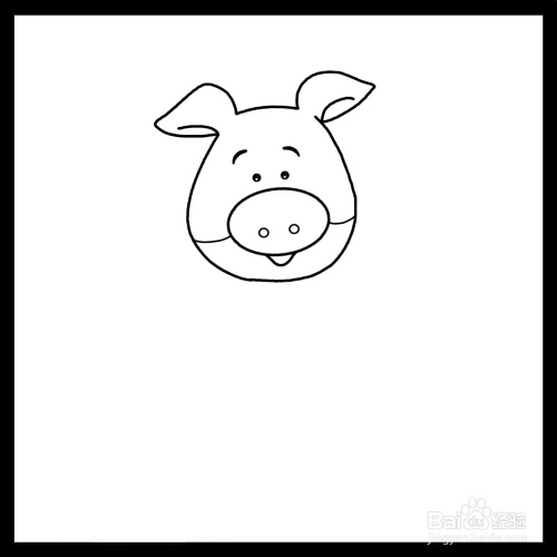 如图,接着画出小猪的脸部图案.