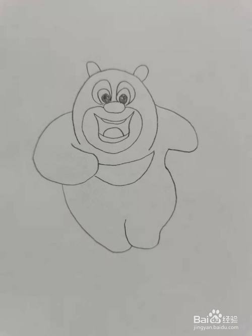 最后,画熊大的腿,卡通熊大简笔画,就完成了.