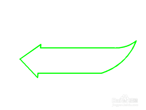 彩笔先画一个箭头朝左的图标,箭头平行线另外两个端点用弧线连接起来