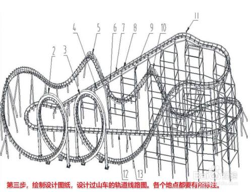 第三步,绘制设计图纸,设计过山车的轨道线路图.