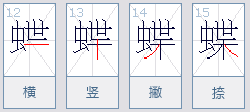 "蝶"字的笔画顺序是什么?