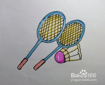 简笔画教程:怎么画羽毛球拍和羽毛球