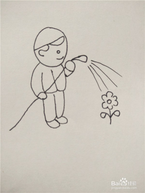 园丁浇花图片简笔画