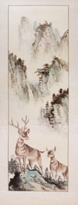 滕黛梦福禄寿喜四条屏真迹 山水画大师国画作品