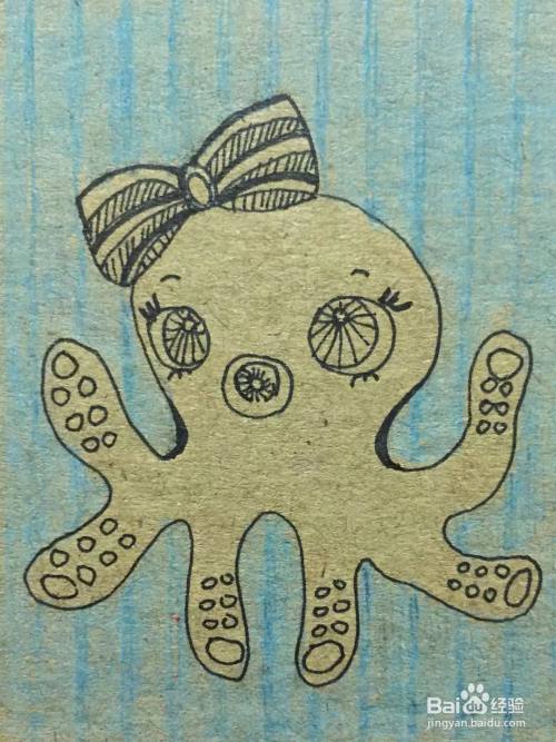 彩铅画教程之如何画一只可爱小章鱼