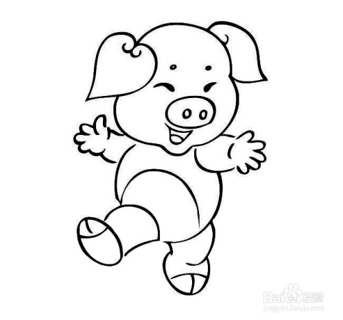 小猪猪跳舞的简笔画