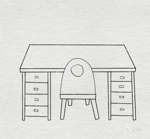 在电排获酱脑择盯桌的中间画出一张有靠背的椅子轮廓.