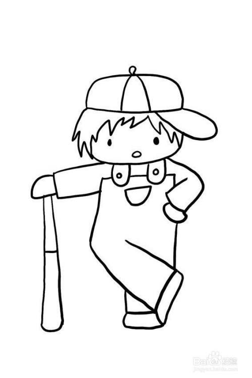打棒球的小男孩简笔画