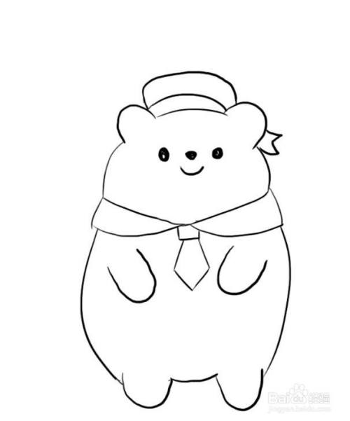 卡通简笔画:海军小熊