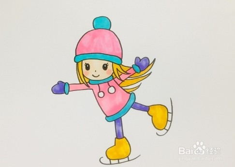 简笔画系列-怎样画小女孩滑冰简笔画