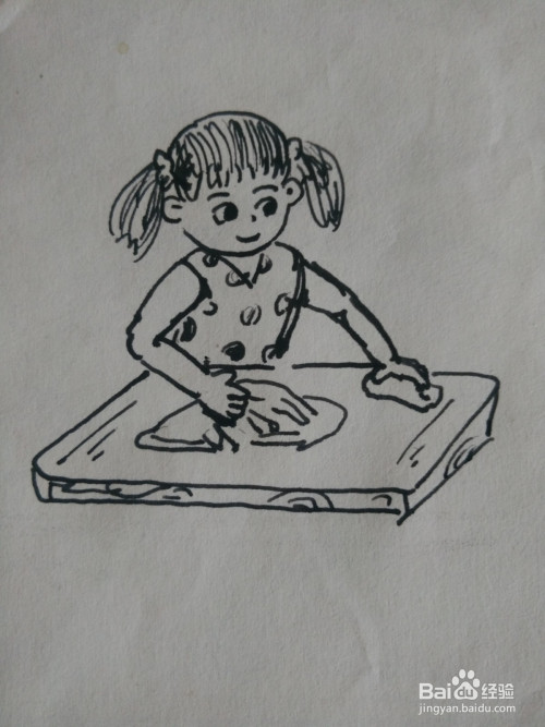 怎么画擦桌子的小女孩