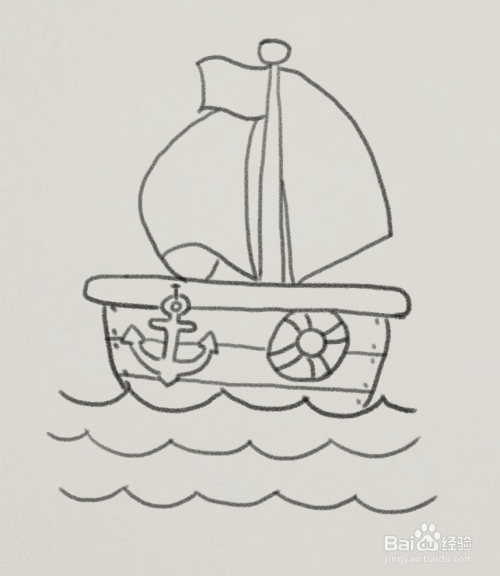 大海中的帆船简笔画